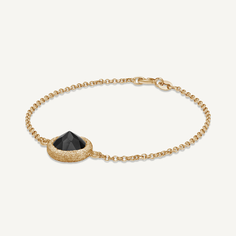Bracciale con spinello nero alternato a perle in oro rosa - Sari Gold Bracciale con spinello nero alternato a perle in oro rosa - Sari Gold